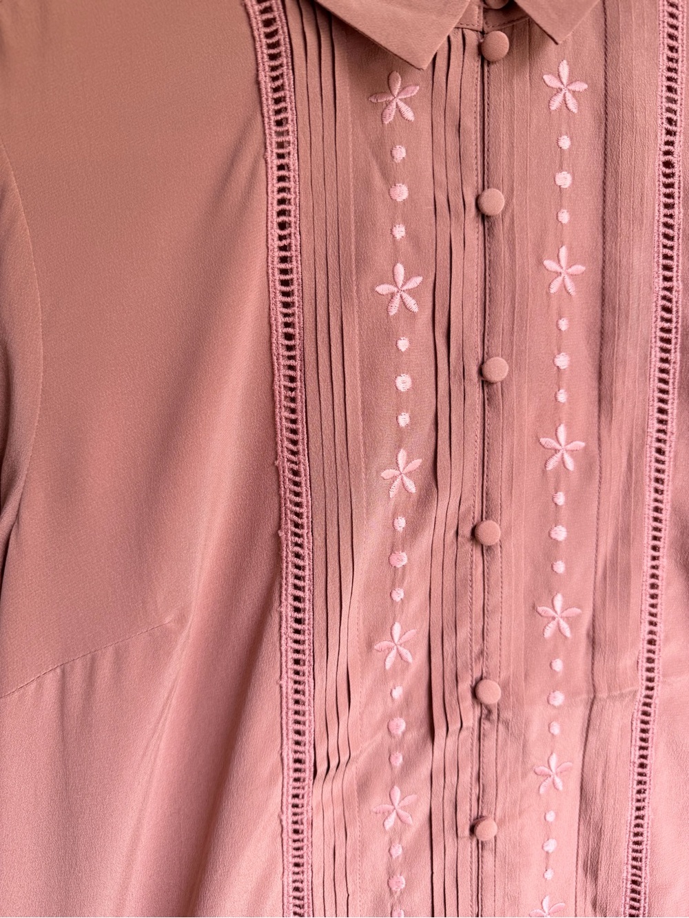 NWT Sezane Joda 100% silk Women's Dusty Rose Button-Front Blouse size 34 - Picture 4 of 9